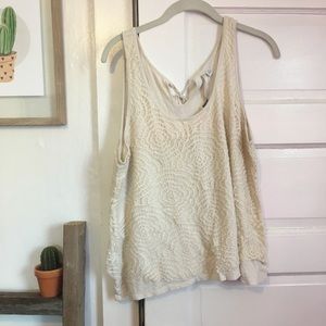 LC Lauren Conrad cream crop top crochet tank